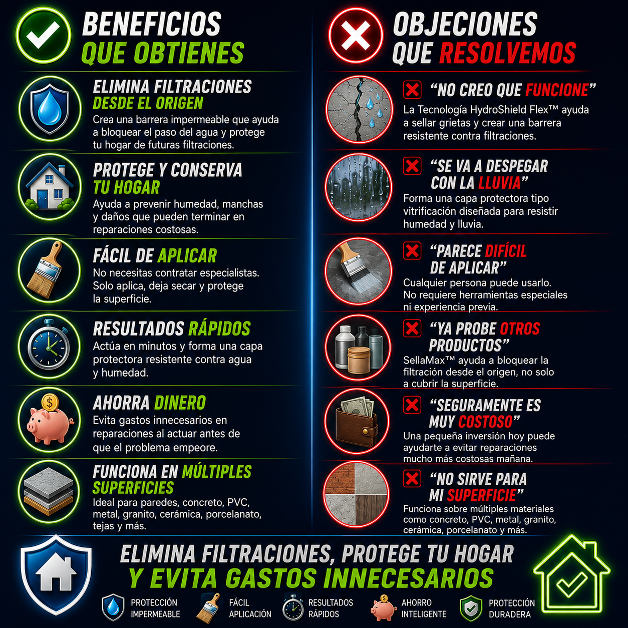 SellaMax® Elimina filtraciones y humedad en tan solo minutos con la Tecnología HydroShield
